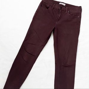 Madewell High Riser Burgundy Skinny Jeans